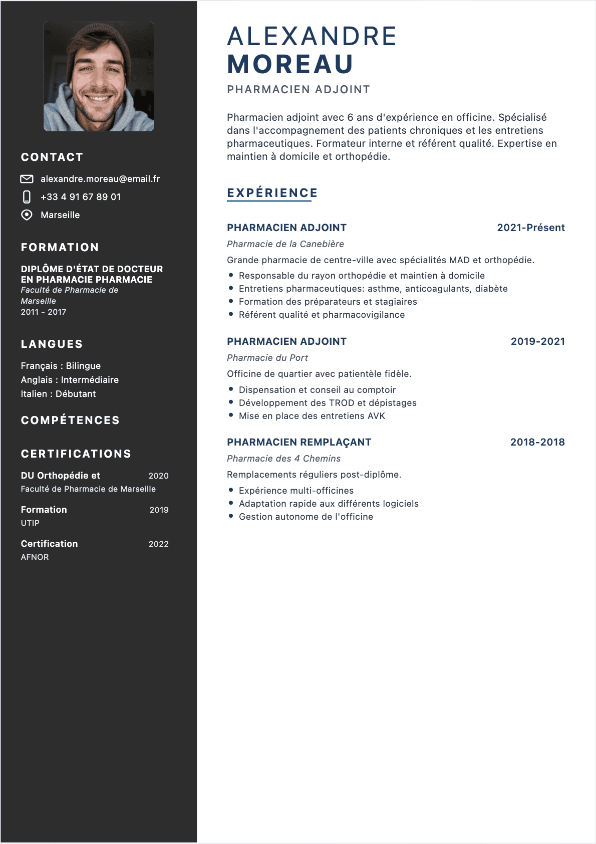 Pharmacien Confirmé - CV Pharmacien