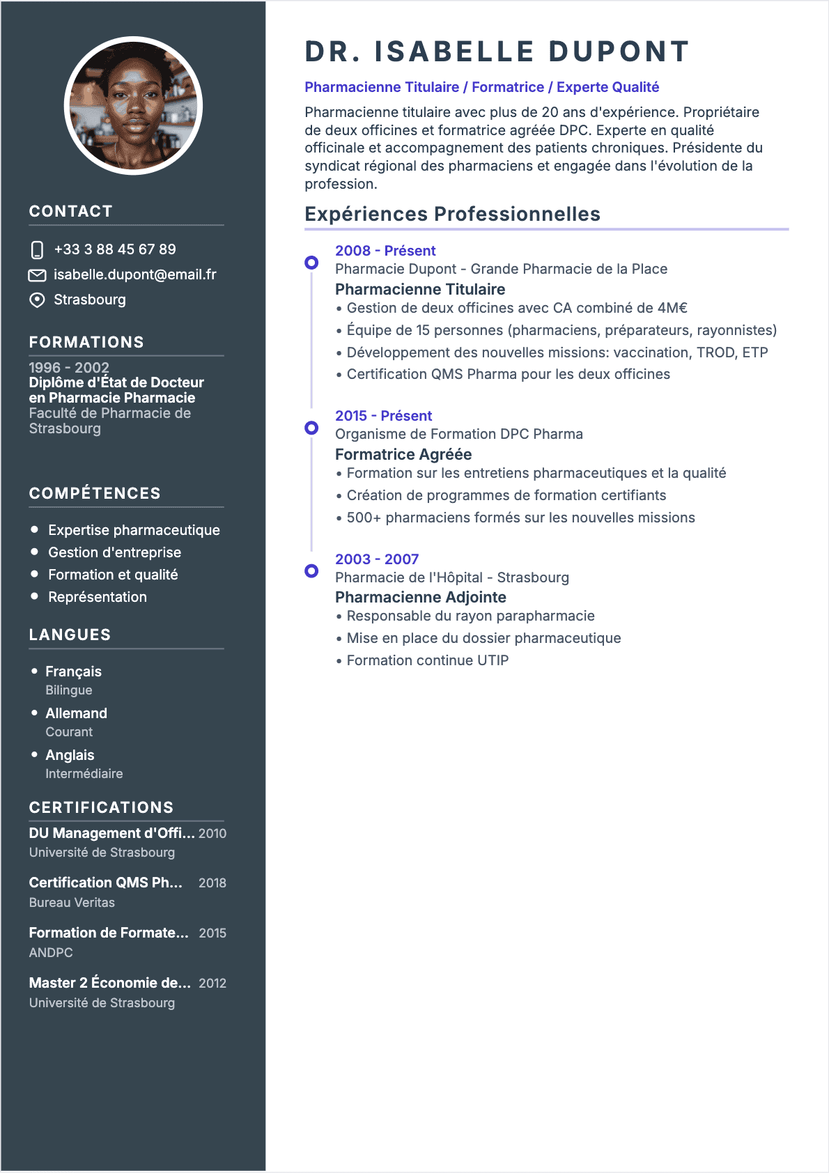 Pharmacien Senior - CV Pharmacien