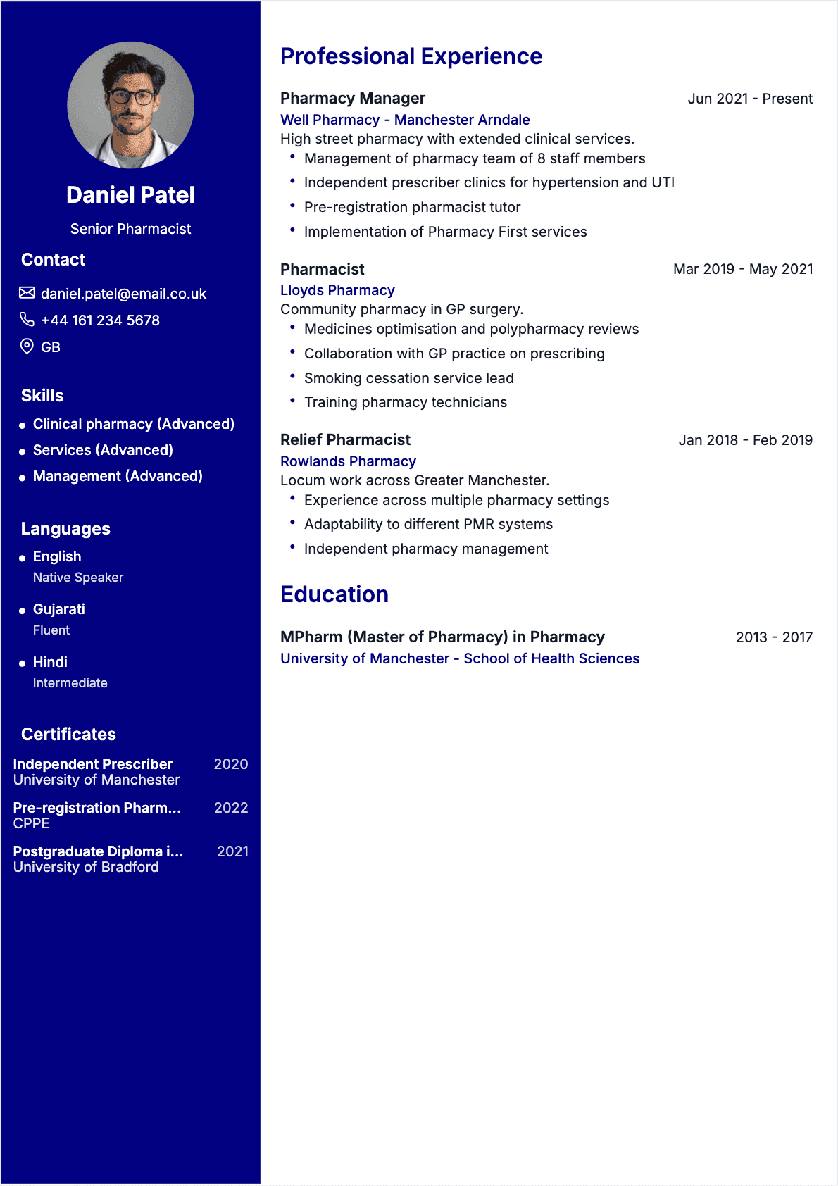 Resume Pharmacist Confirmé - Pharmacist Resume