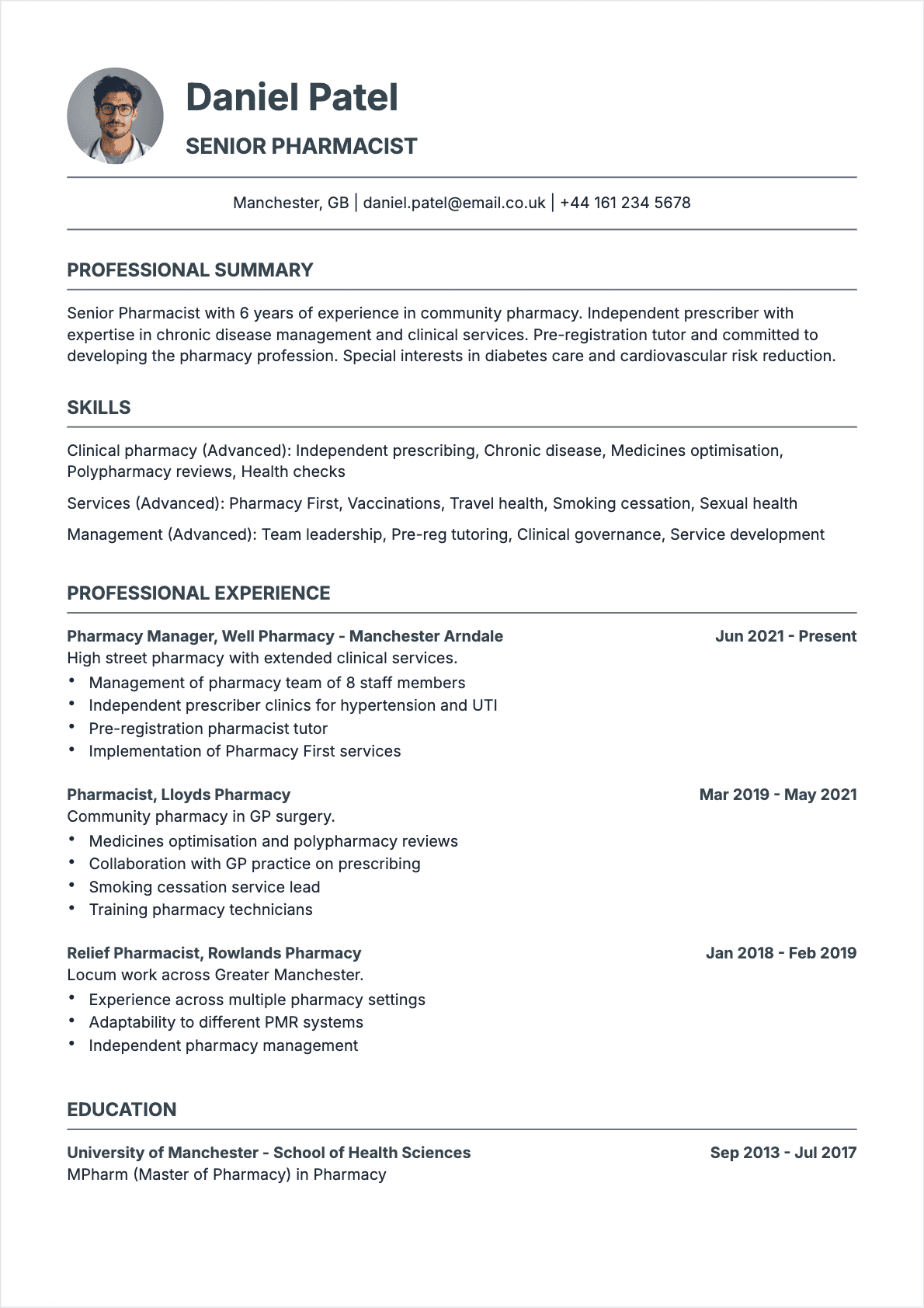 Resume Pharmacist Confirmé - Pharmacist Resume