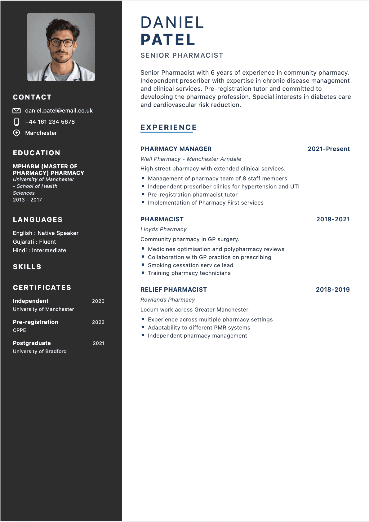 Resume Pharmacist Confirmé - Pharmacist Resume