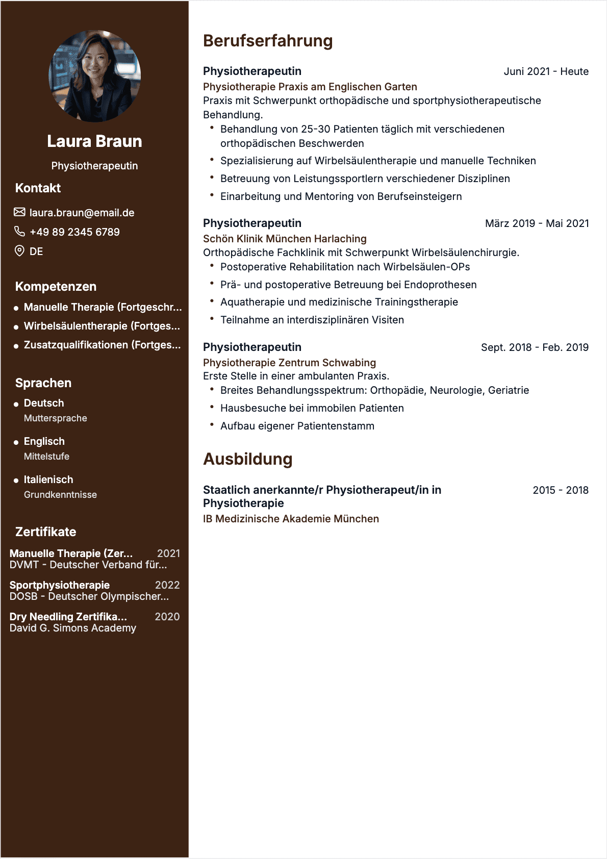 Physiotherapeut Confirmé - Physiotherapeut Lebenslauf