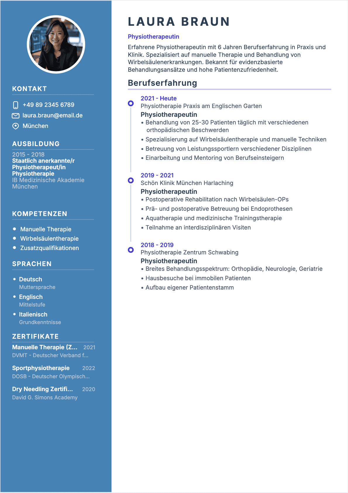 Physiotherapeut Confirmé - Physiotherapeut Lebenslauf