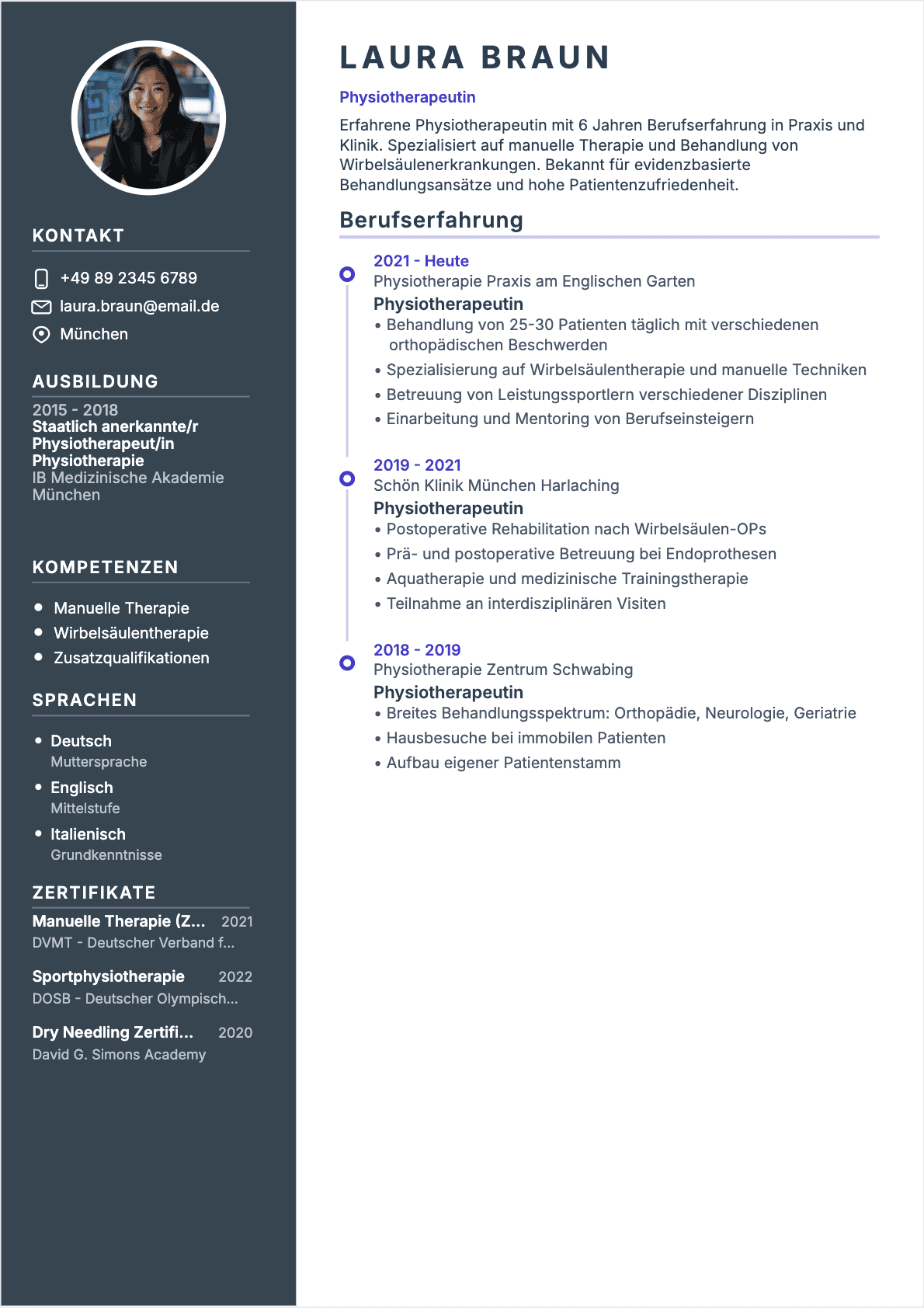 Physiotherapeut Confirmé - Physiotherapeut Lebenslauf