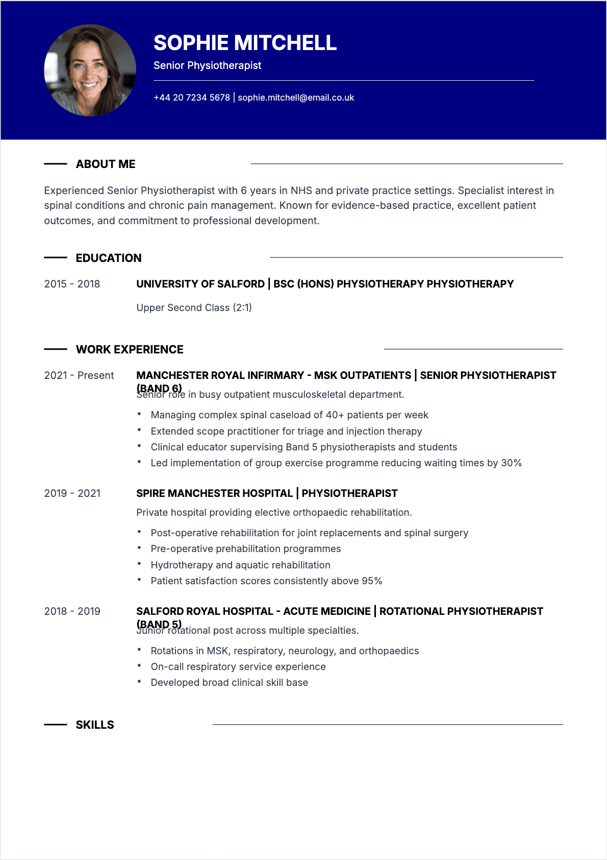 Physiotherapist Confirmé - Physiotherapist Resume