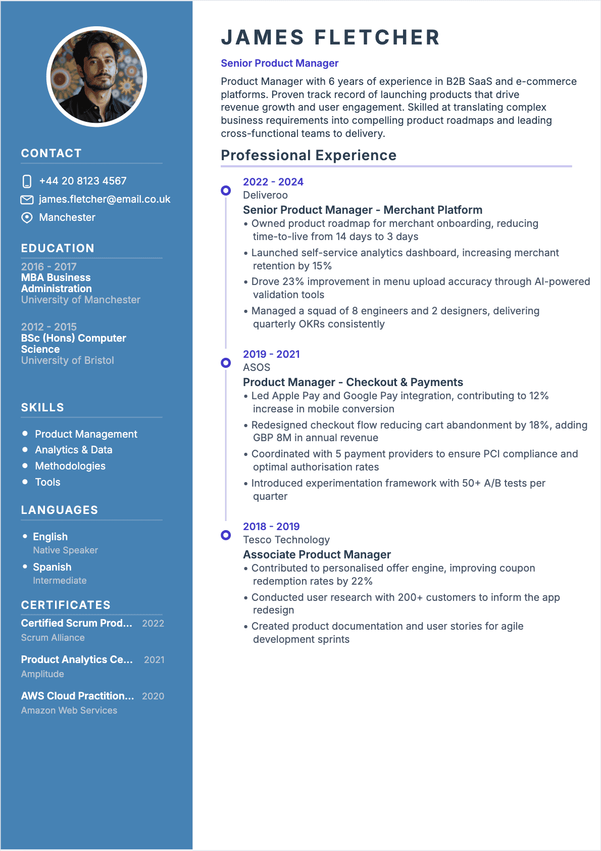 Product manager Confirmé - CV Product manager