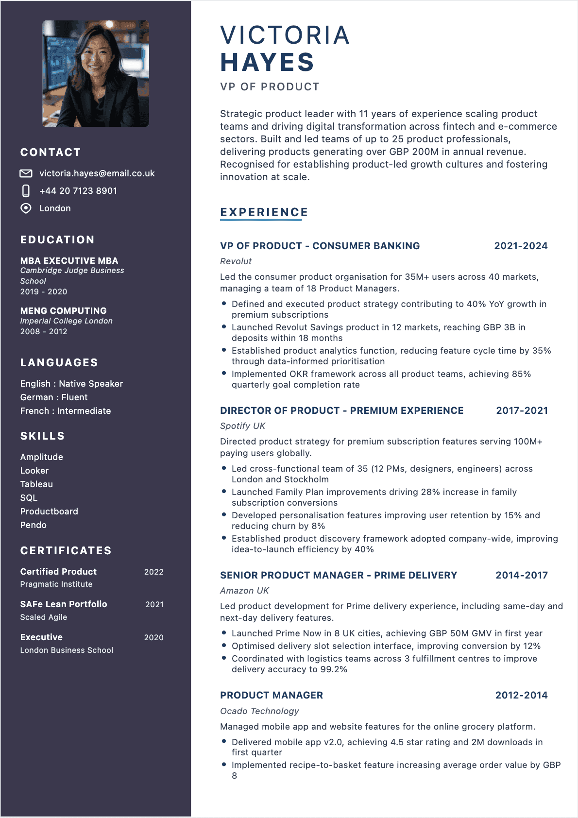 Product manager Senior - CV Product manager