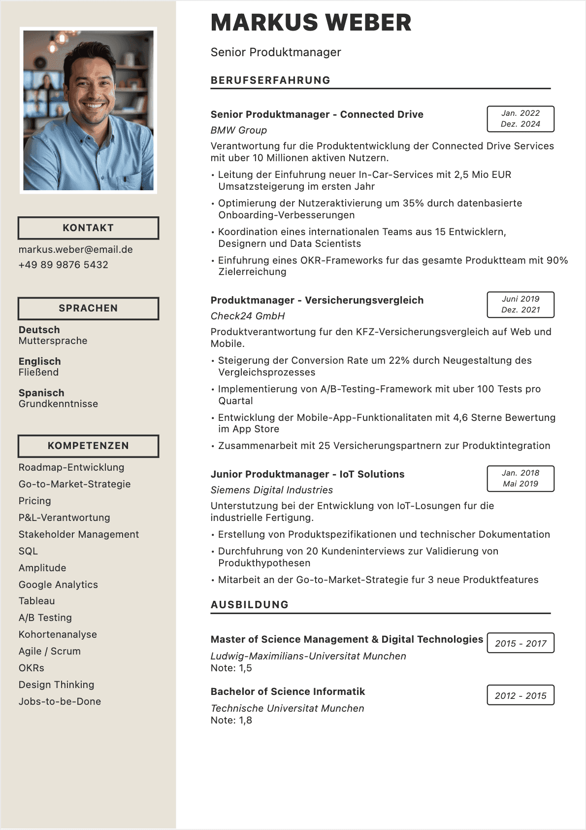 Produktmanager Confirmé - Produktmanager Lebenslauf