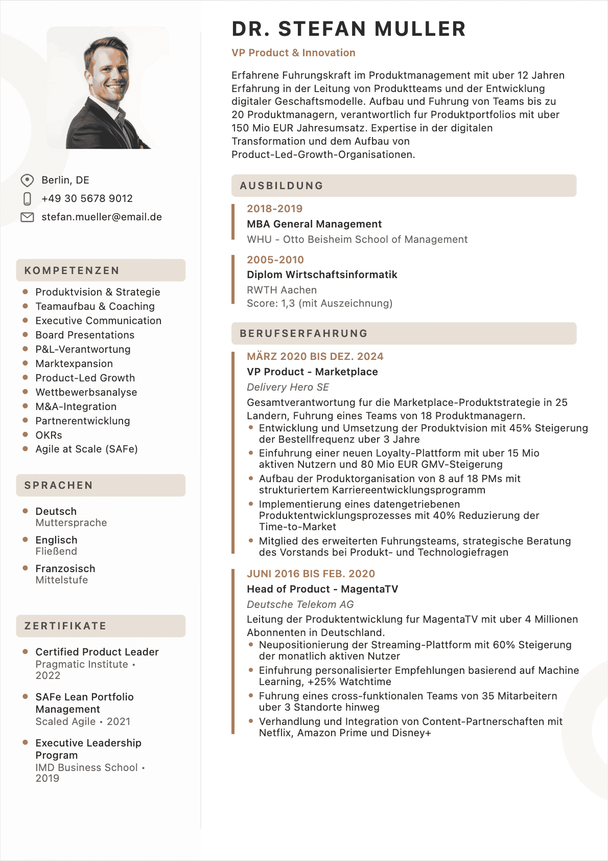 CV Produktmanager Senior - Produktmanager Lebenslauf