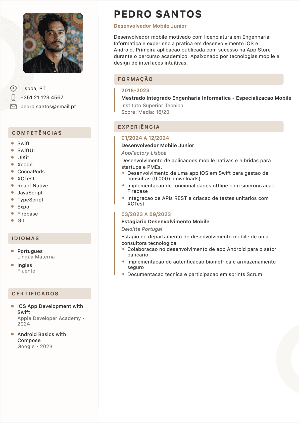 Programador mobile Junior - CV Programador mobile