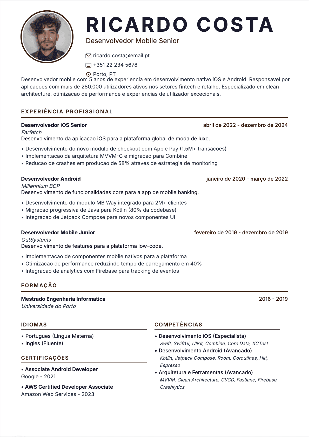 Programador mobile Confirmé - CV Programador mobile