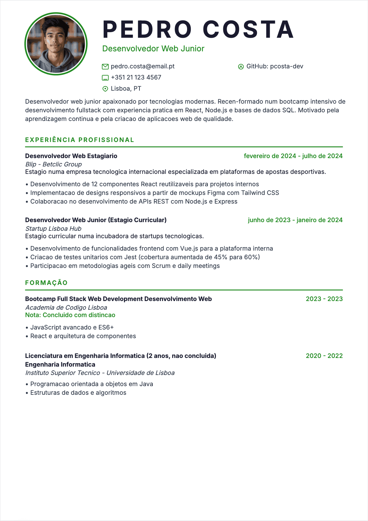 Programador web Junior - CV Programador web