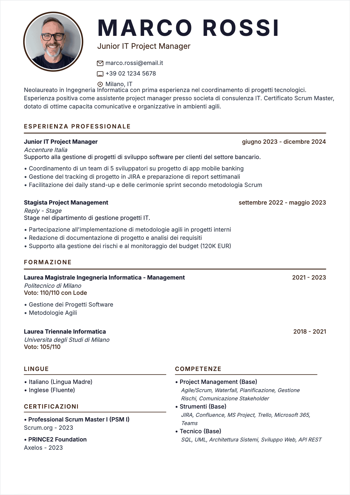 CV Project manager IT Junior - CV Project manager IT