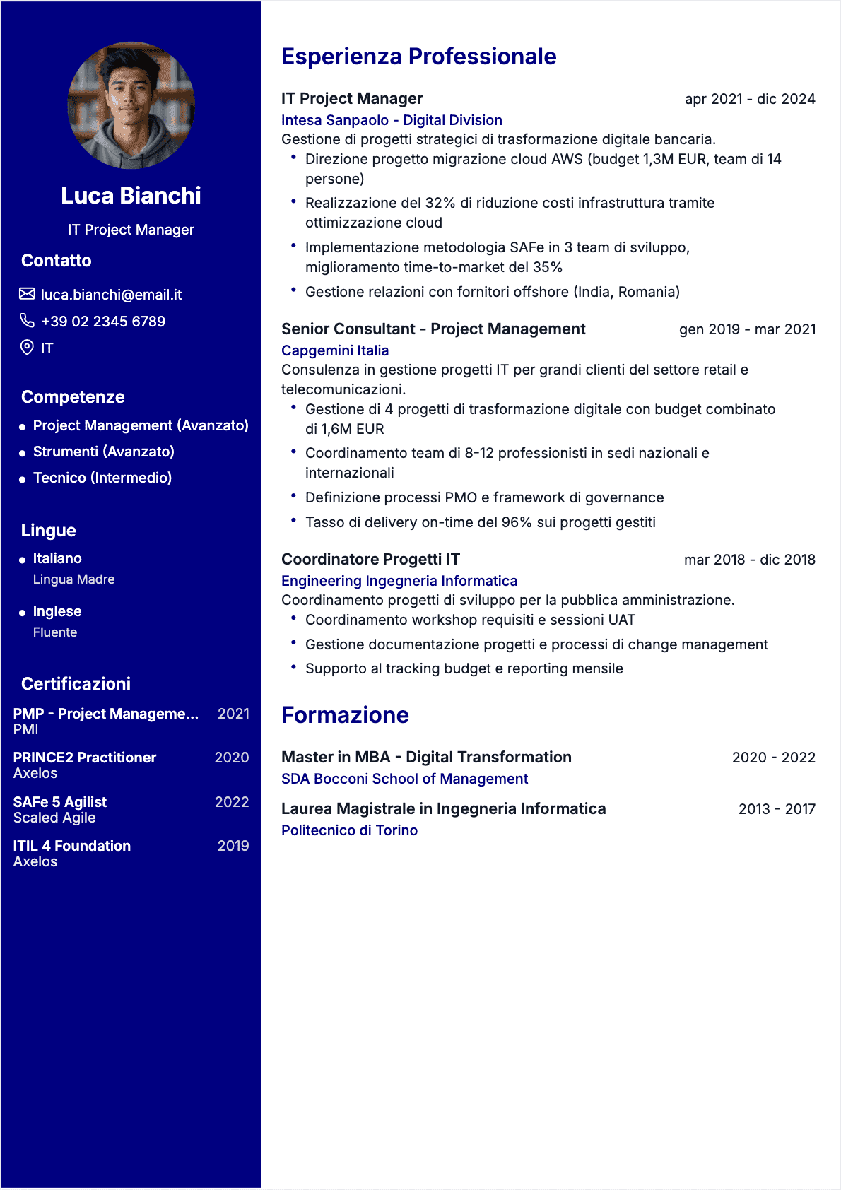 CV Project manager IT Confirmé - CV Project manager IT