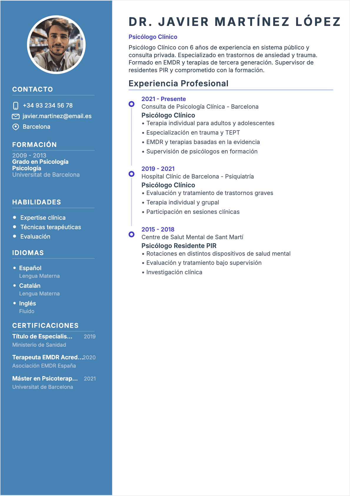 Psicólogo Confirmé - CV Psicólogo