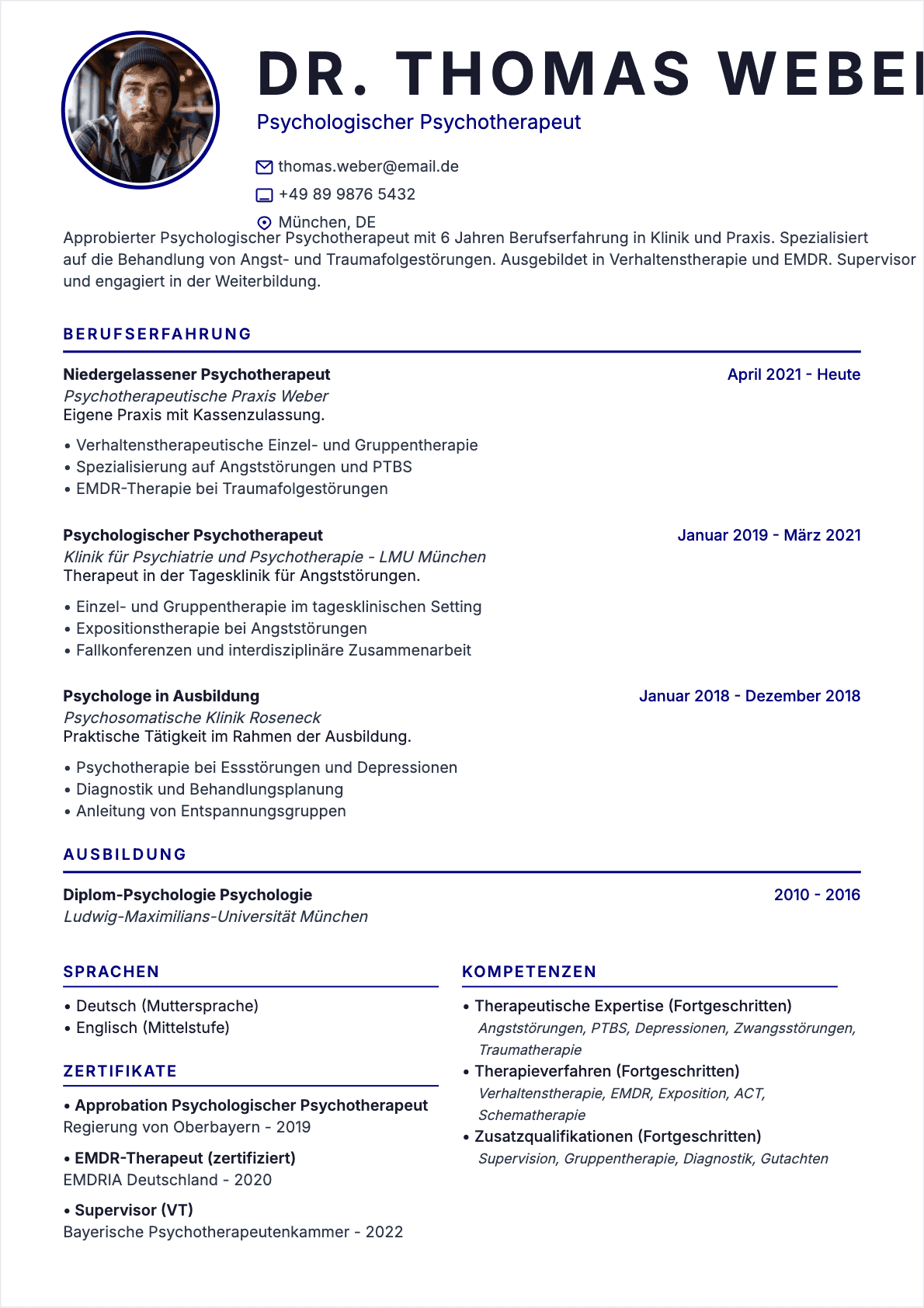 Psychologist Confirmé - Psychologist Lebenslauf