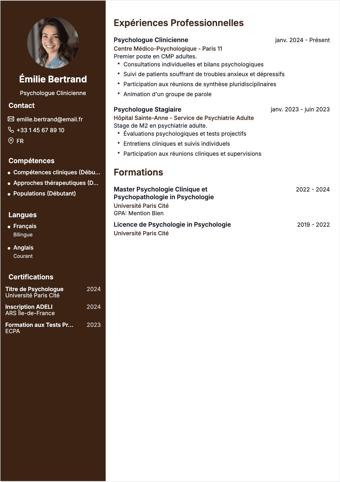 CV Psychologue Junior - CV Psychologue