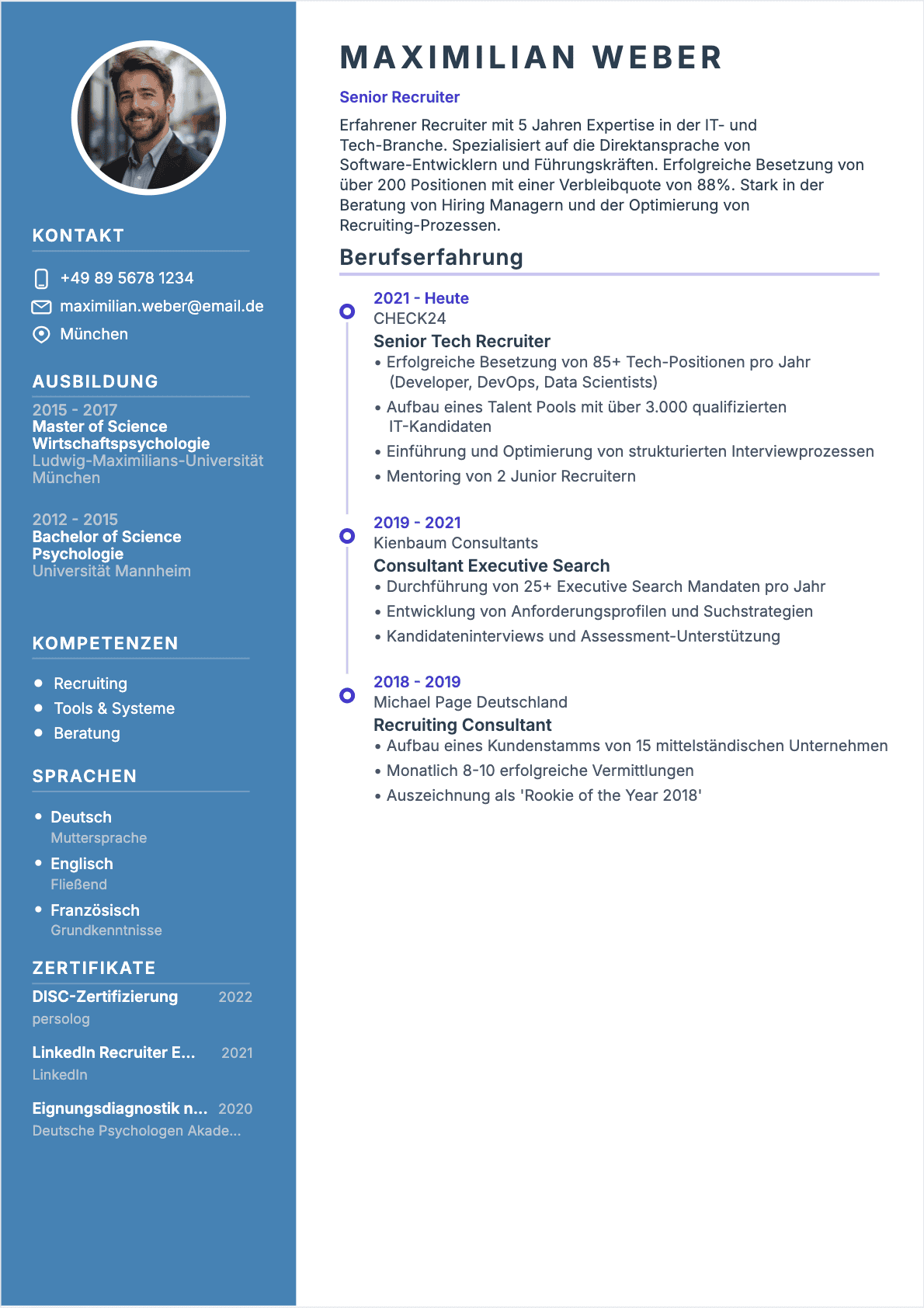 Recruiter Confirmé - Recruiter Lebenslauf