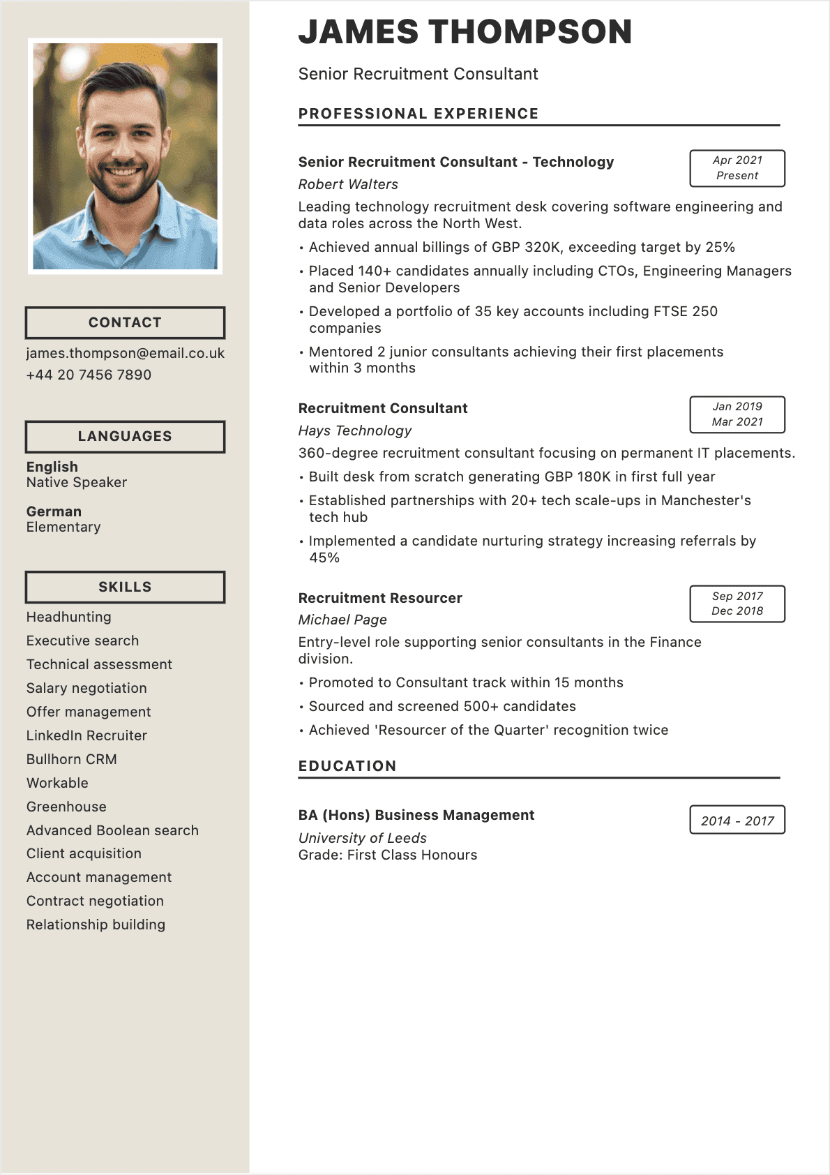 Recruiter Confirmé - Recruiter Resume