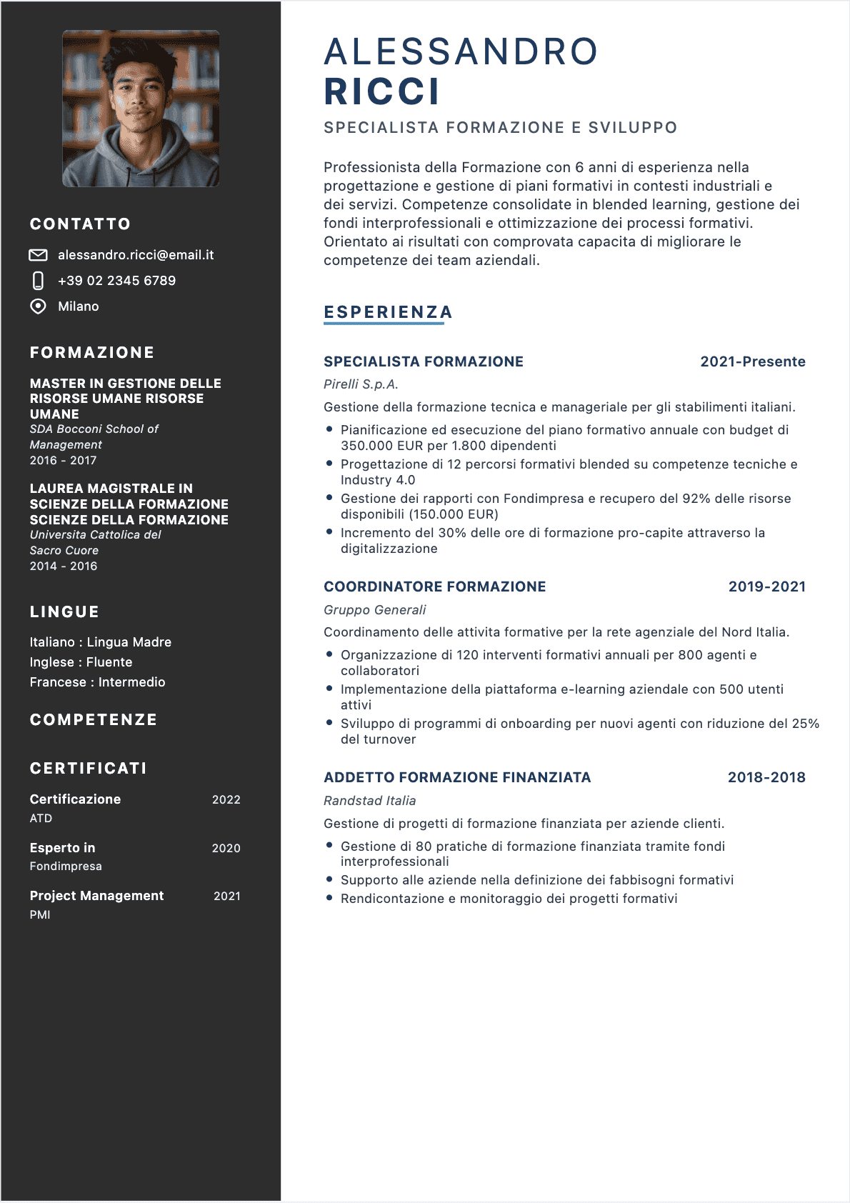 Responsabile formazione Confirmé - CV Responsabile formazione