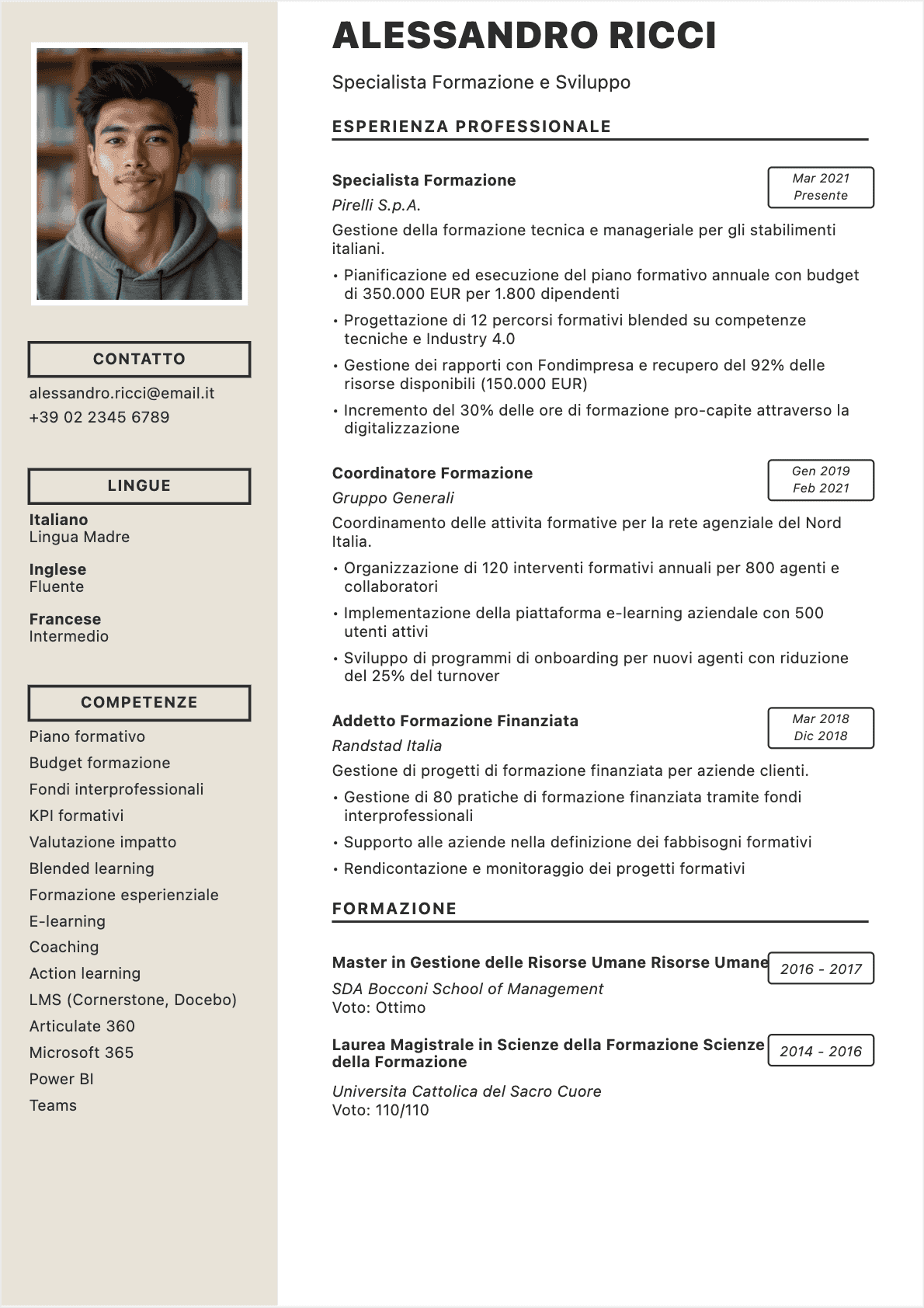 Responsabile formazione Confirmé - CV Responsabile formazione