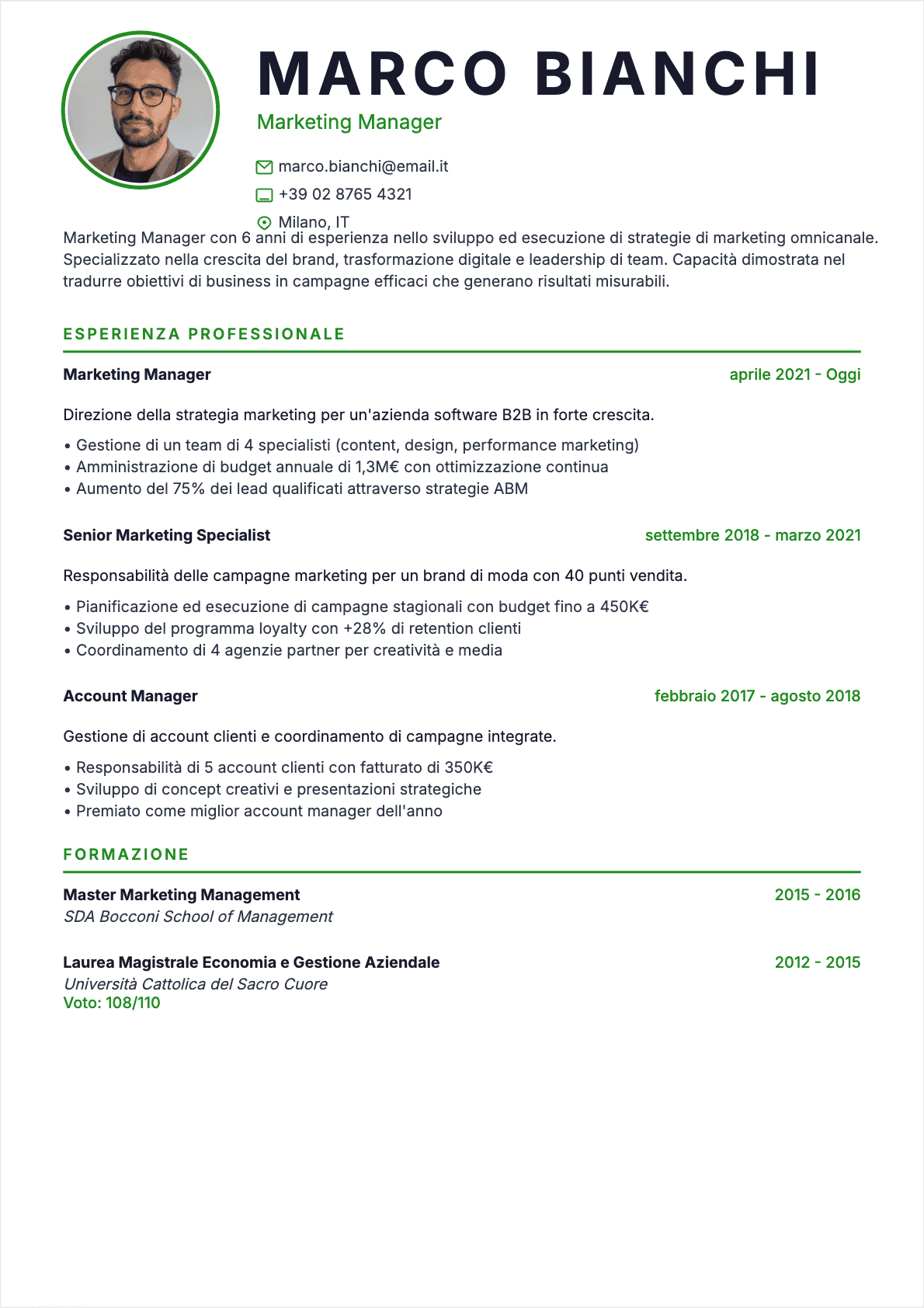 CV Responsabile marketing Confirmé - CV Responsabile marketing