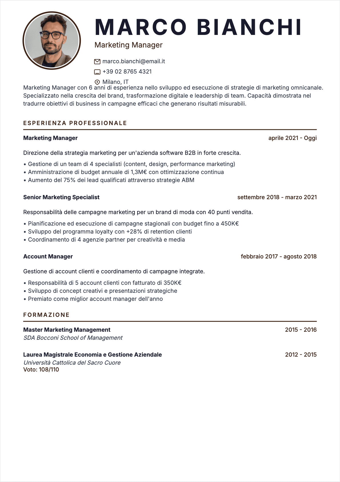 CV Responsabile marketing Confirmé - CV Responsabile marketing