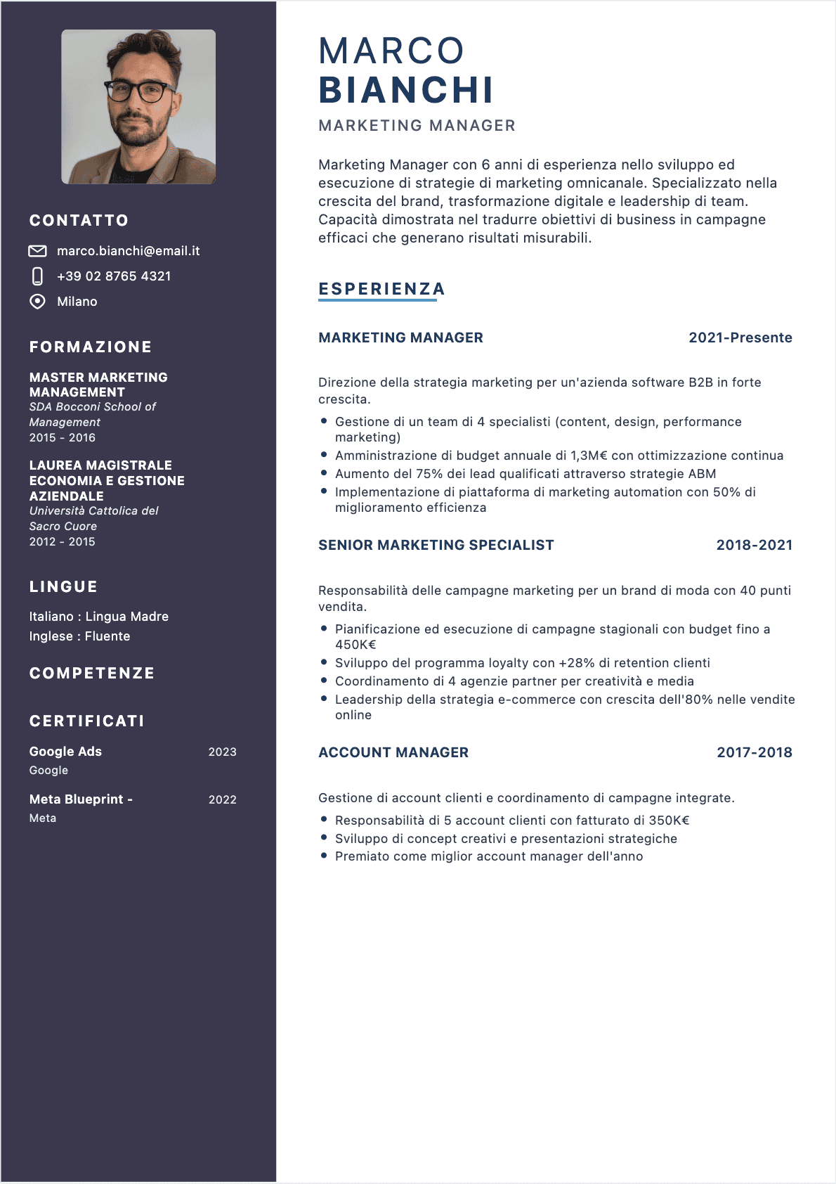 CV Responsabile marketing Confirmé - CV Responsabile marketing