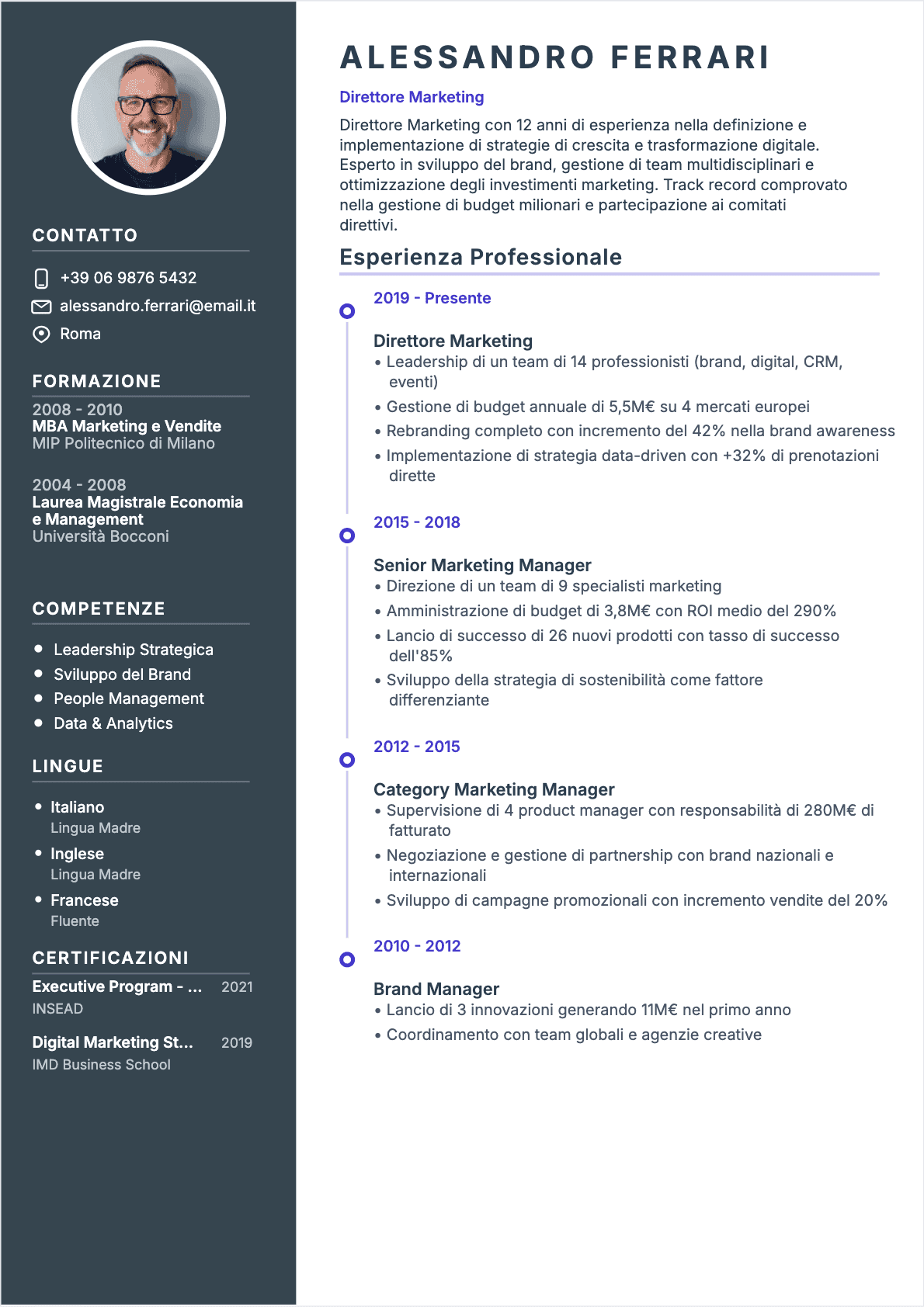 CV Responsabile marketing Senior - CV Responsabile marketing