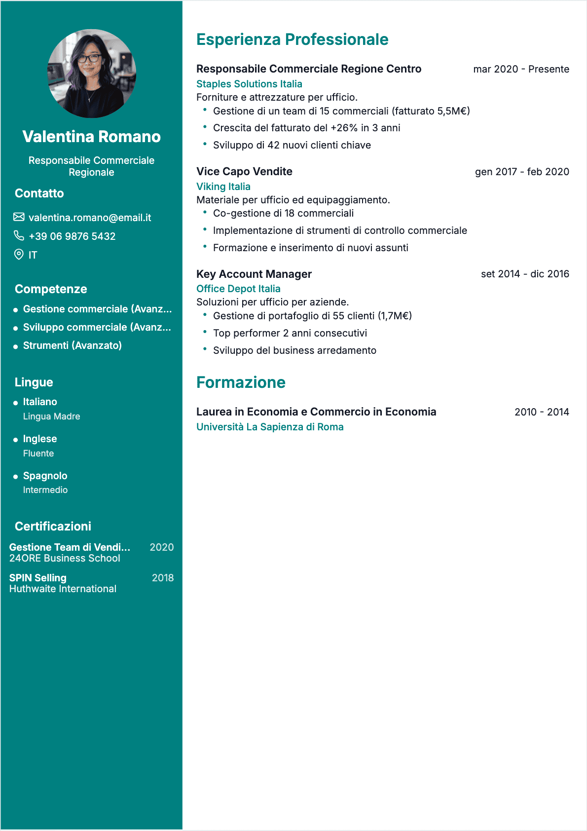 CV Responsable commerciale