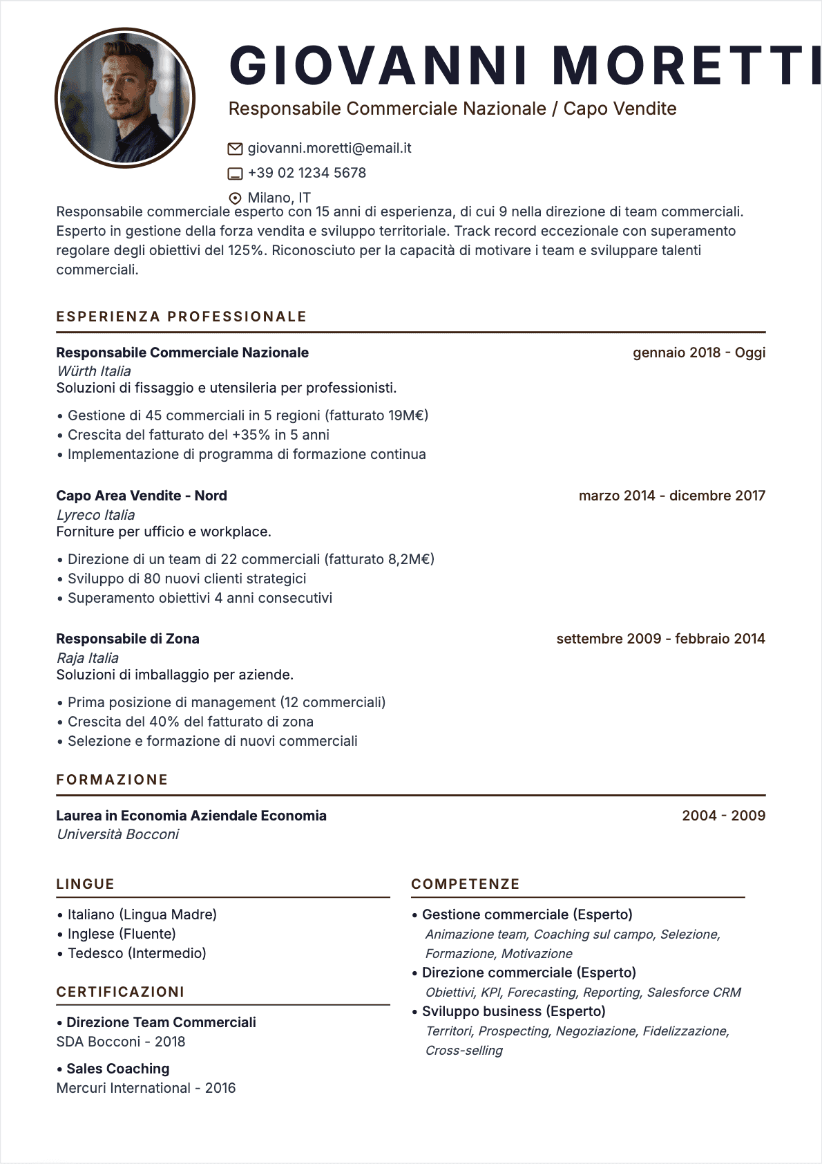 CV Responsabile Vendite Senior - CV Responsabile Vendite