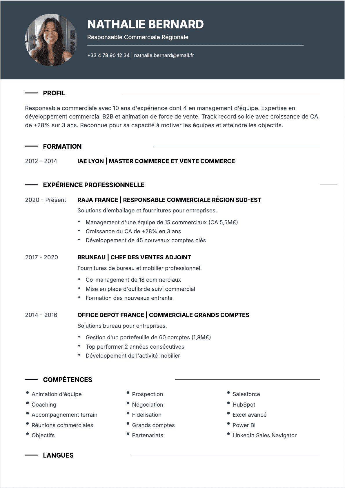 Responsable commercial Confirmé - CV Responsable commercial