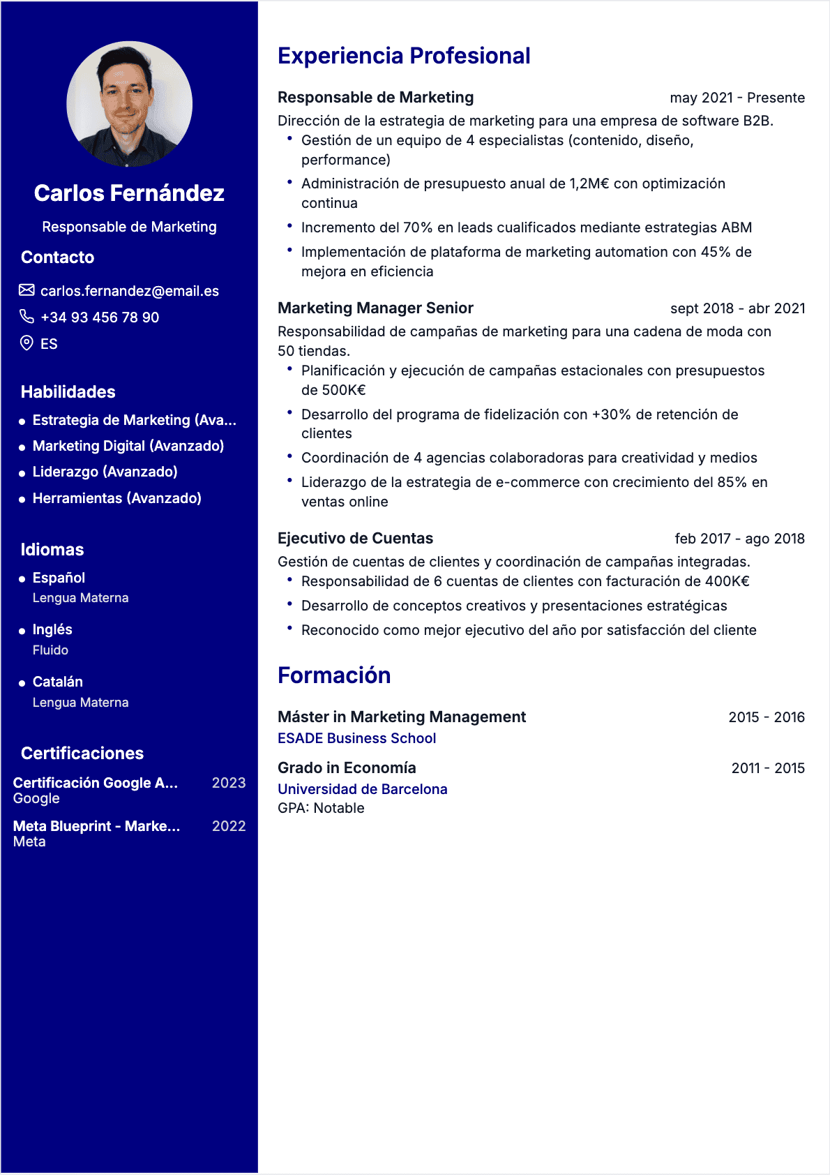 CV Responsable de marketing Confirmé - CV Responsable de marketing