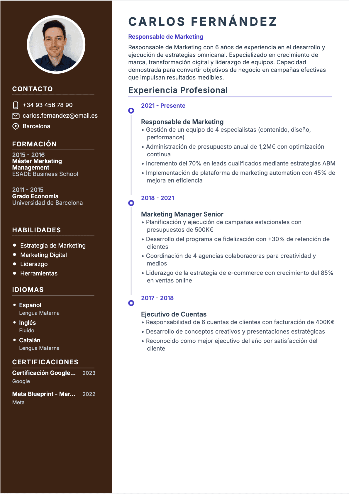 CV Responsable de marketing Confirmé - CV Responsable de marketing