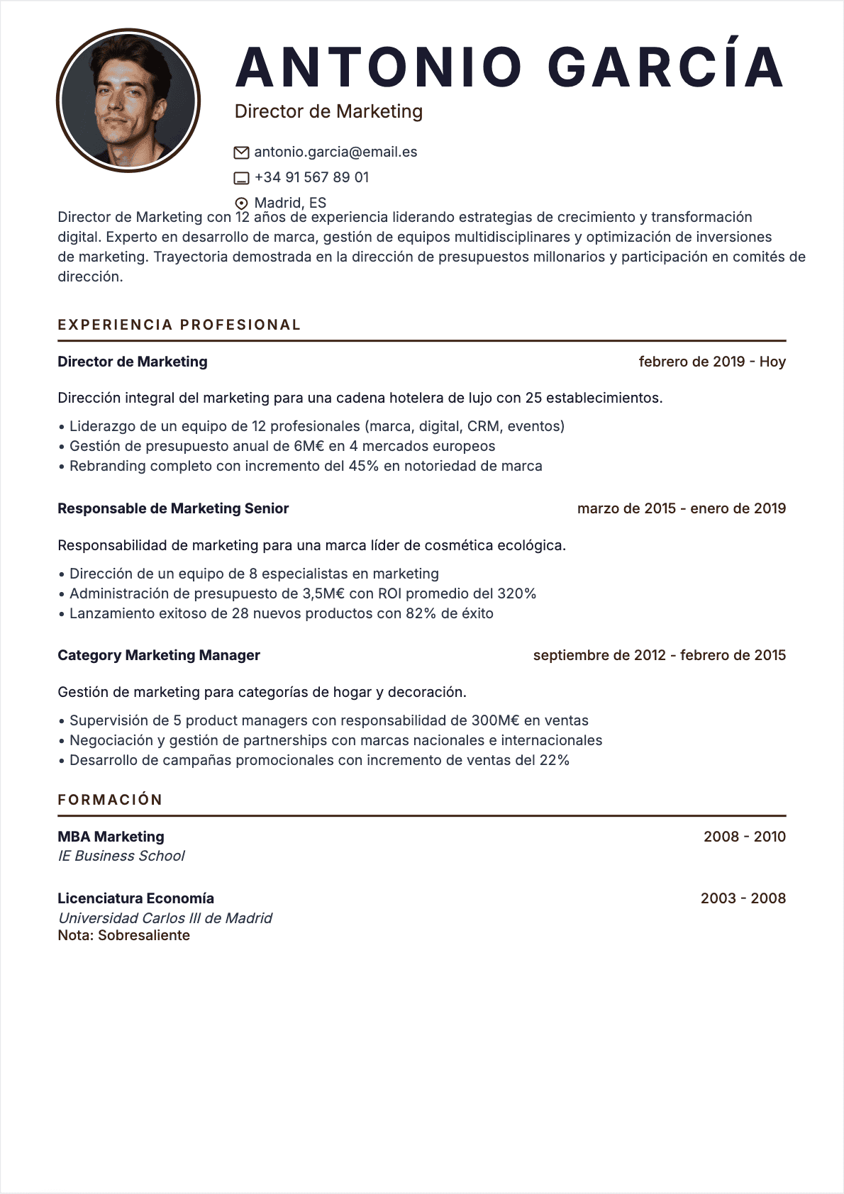 CV Responsable de marketing Senior - CV Responsable de marketing