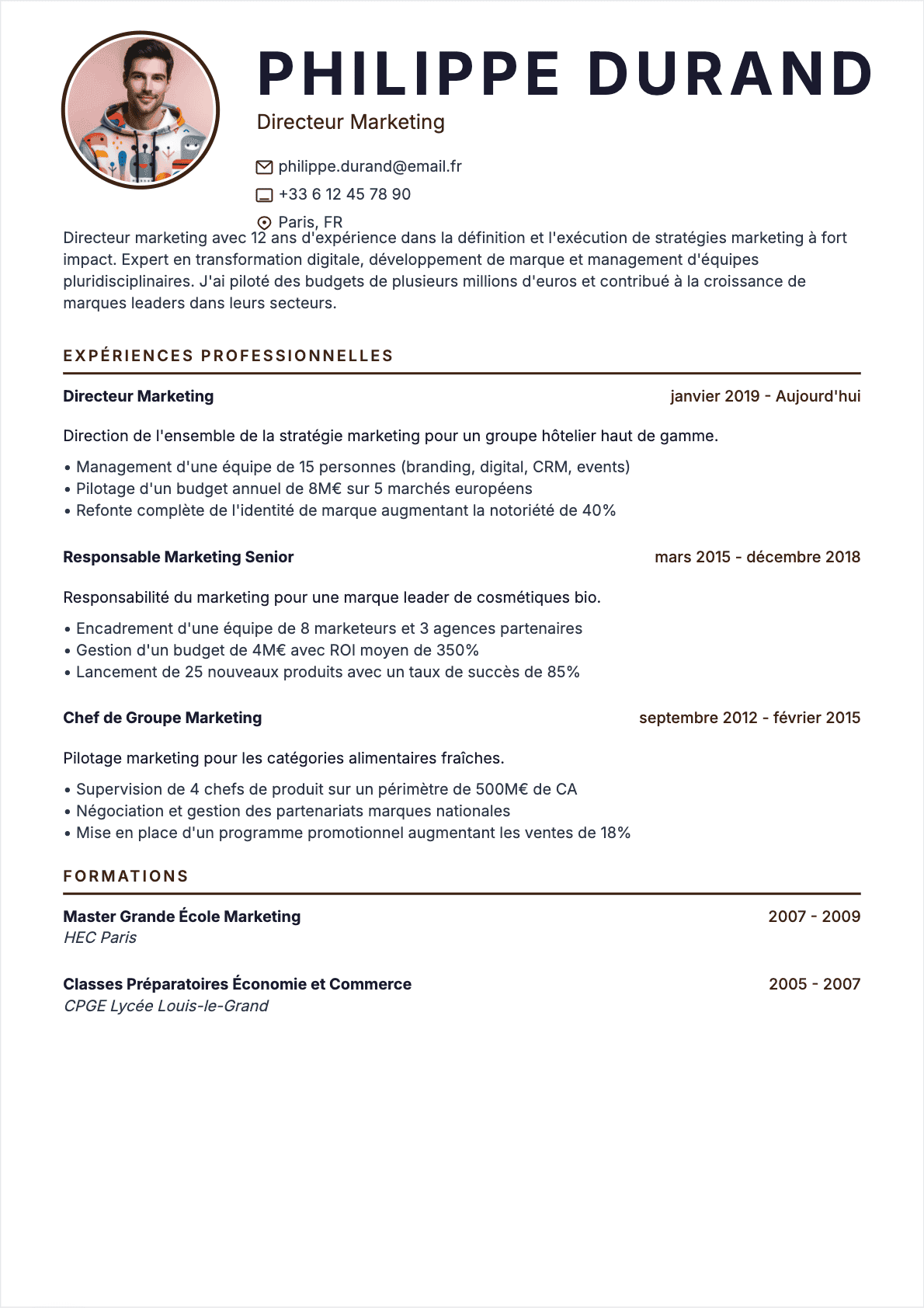 CV Responsable marketing Senior - CV Responsable marketing