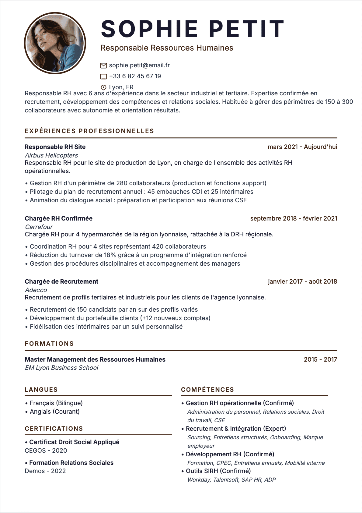 CV Responsable RH Confirmé - CV Responsable RH