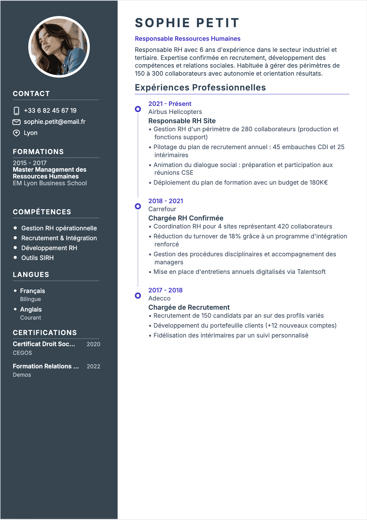 CV Responsable RH Confirmé - CV Responsable RH