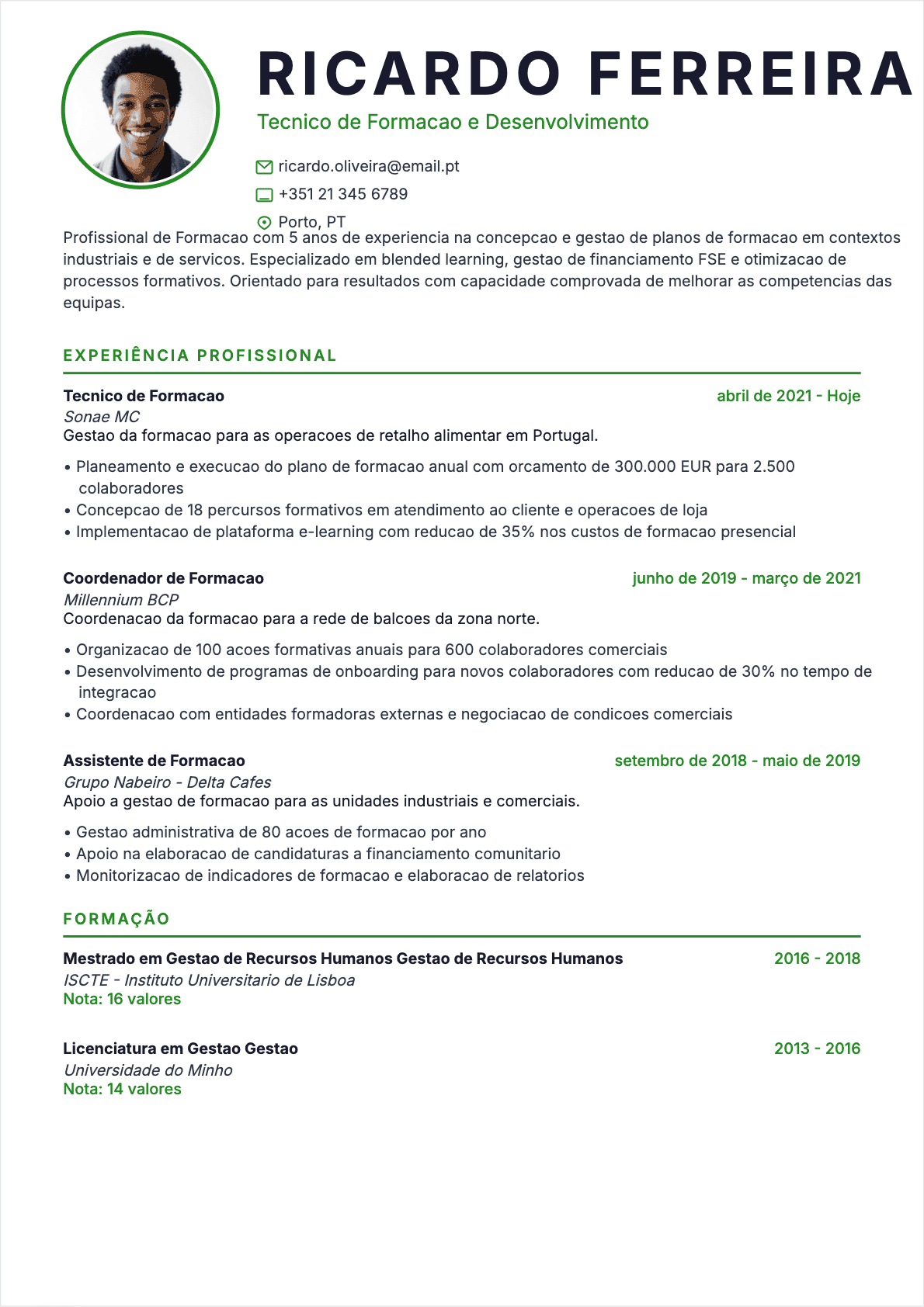 CV Responsável de formação Confirmé - CV Responsável de formação