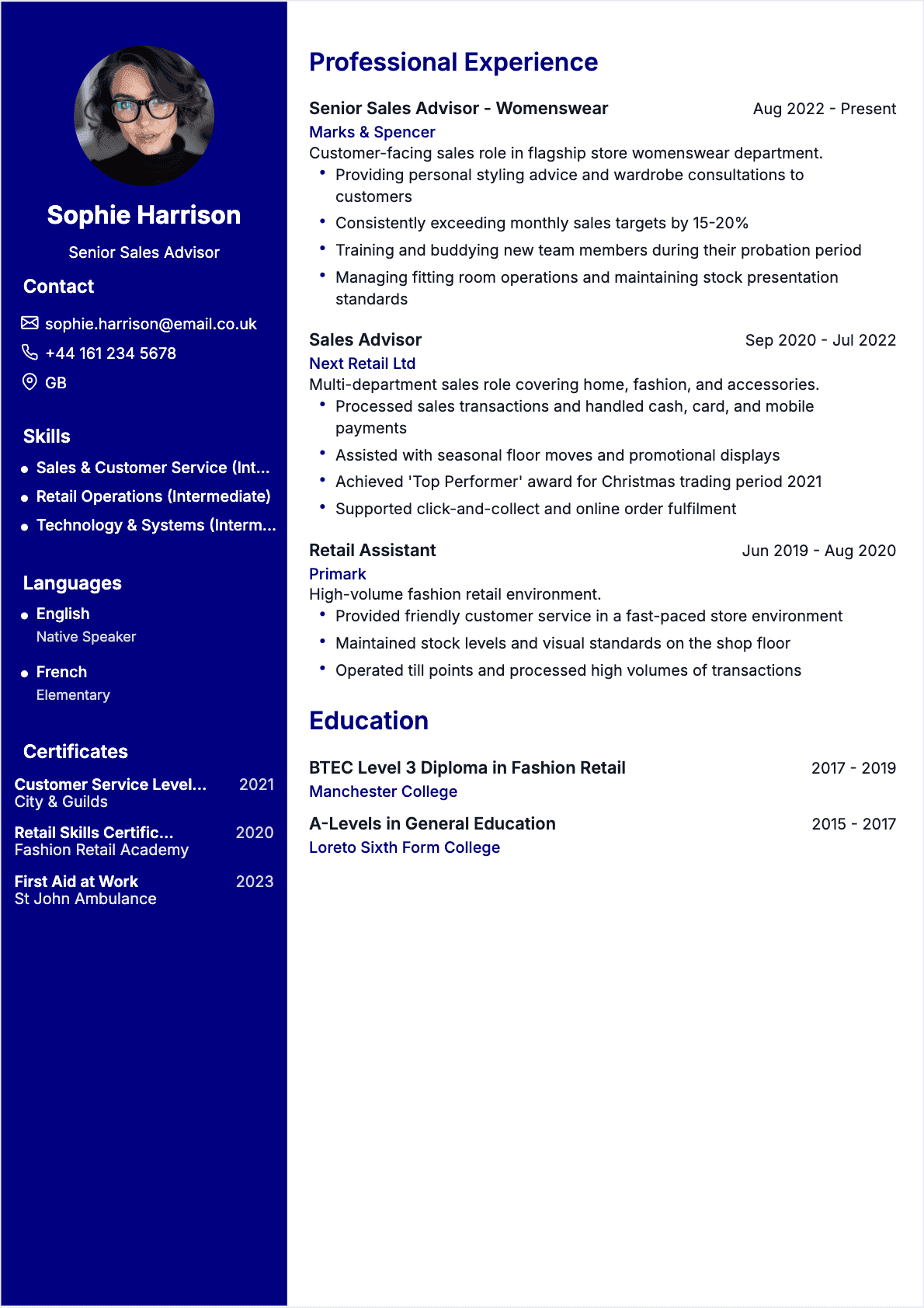 Resume Sales Associate Confirmé - Sales Associate Resume