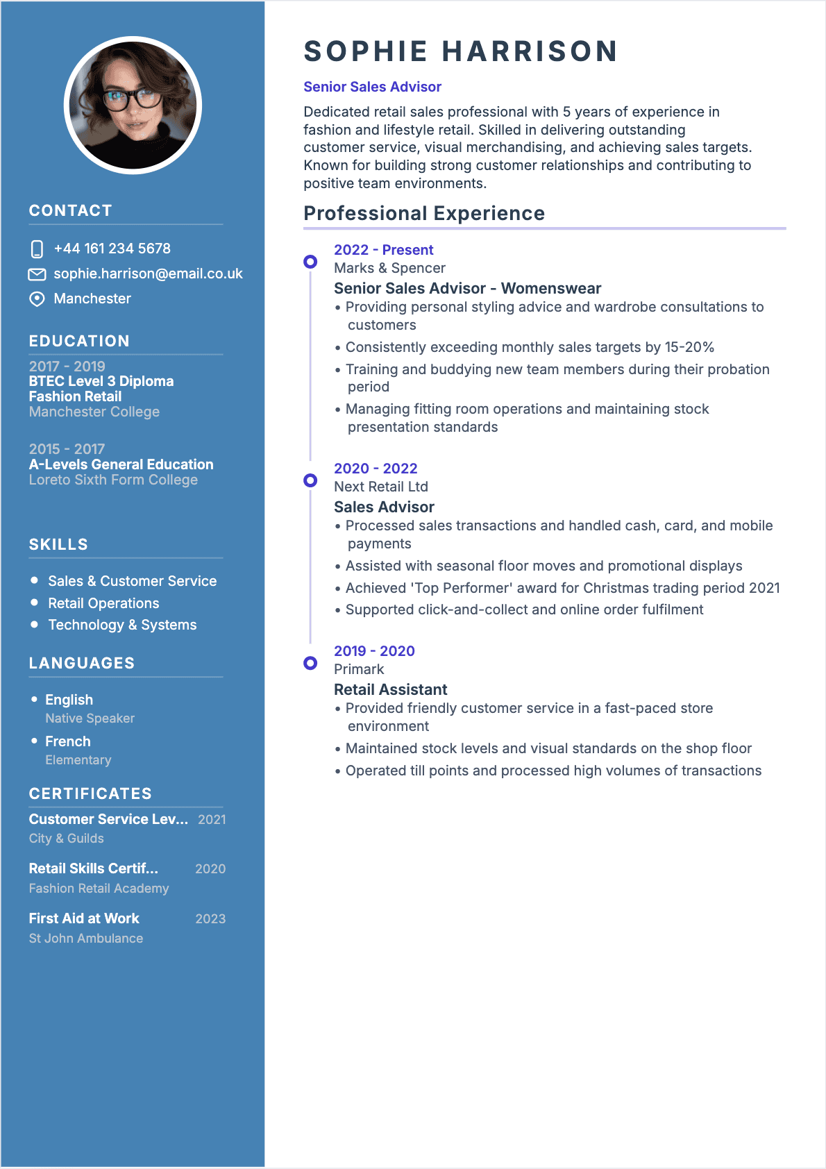 Sales Associate Confirmé - Sales Associate Resume