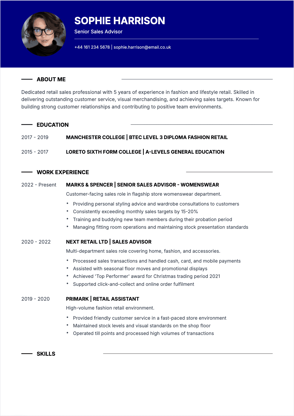Sales Associate Confirmé - Sales Associate Resume