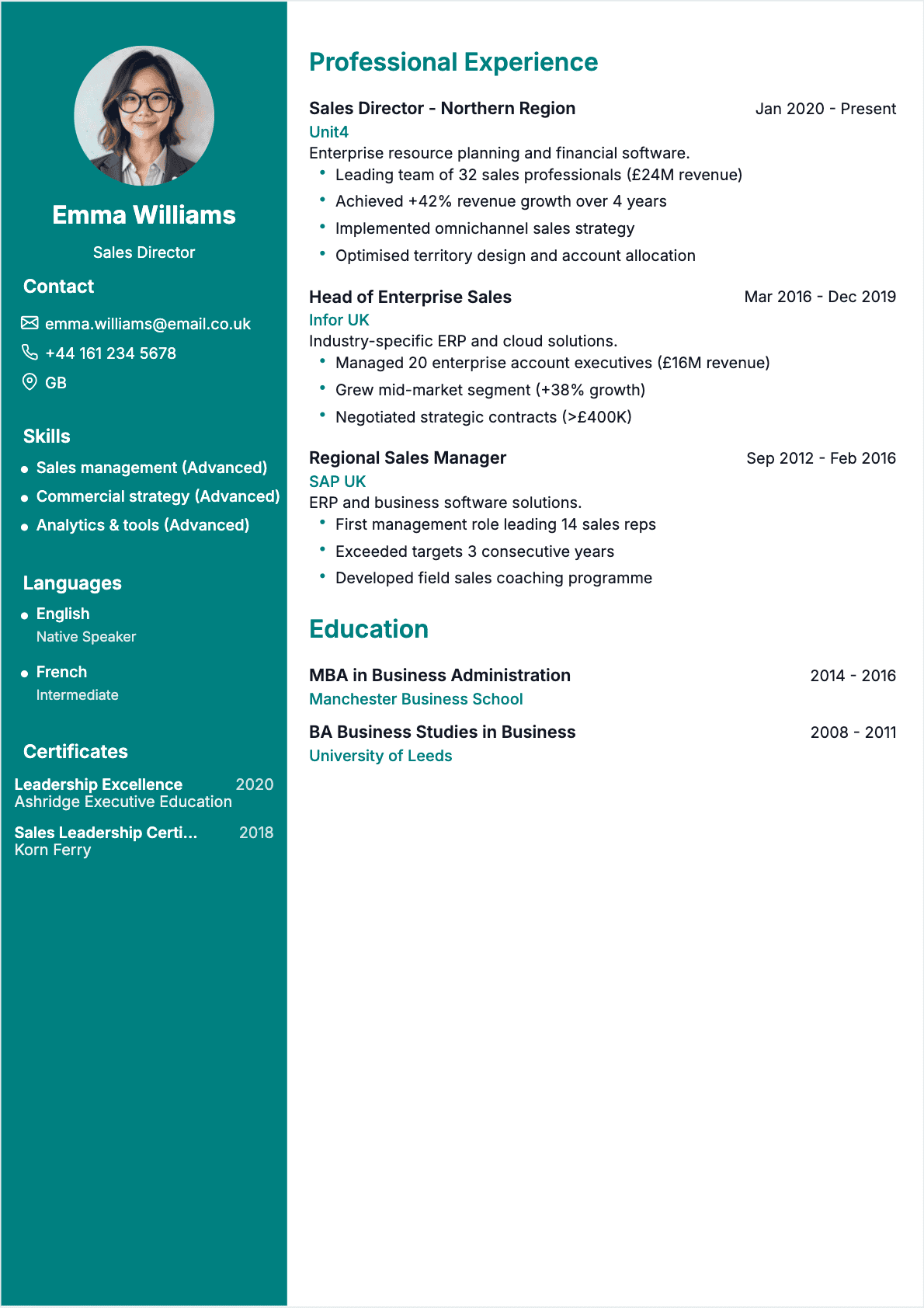 Resume Sales Director Confirmé - Sales Director Resume