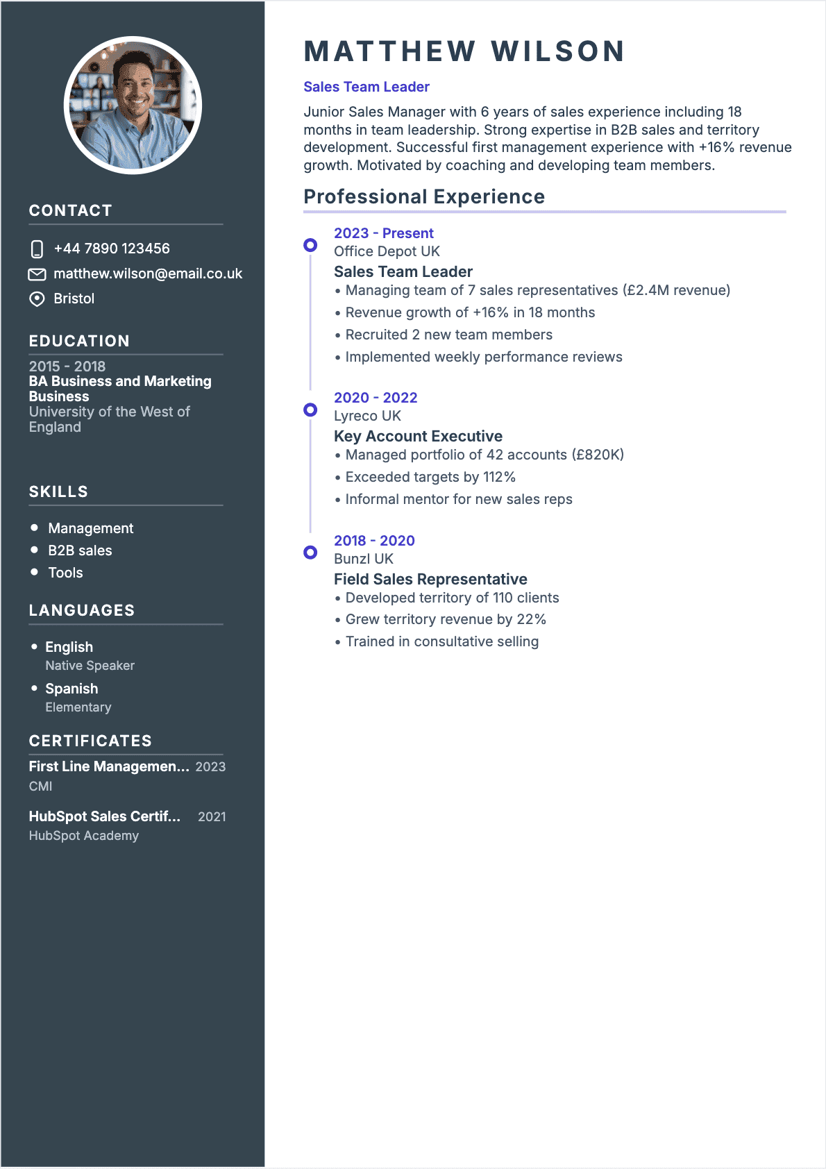 Sales Manager Junior - Sales Manager Resume