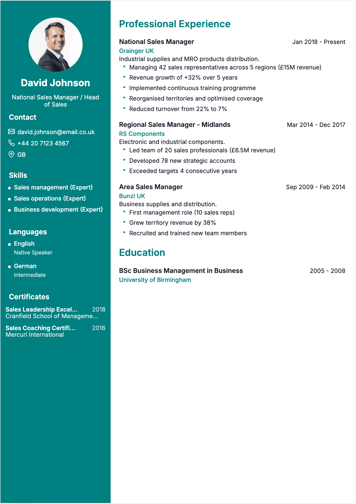 Sales Manager Senior - Sales Manager Resume