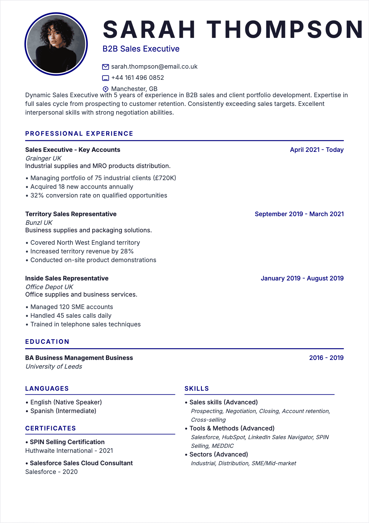 Resume Sales Representative Confirmé - Sales Representative Resume