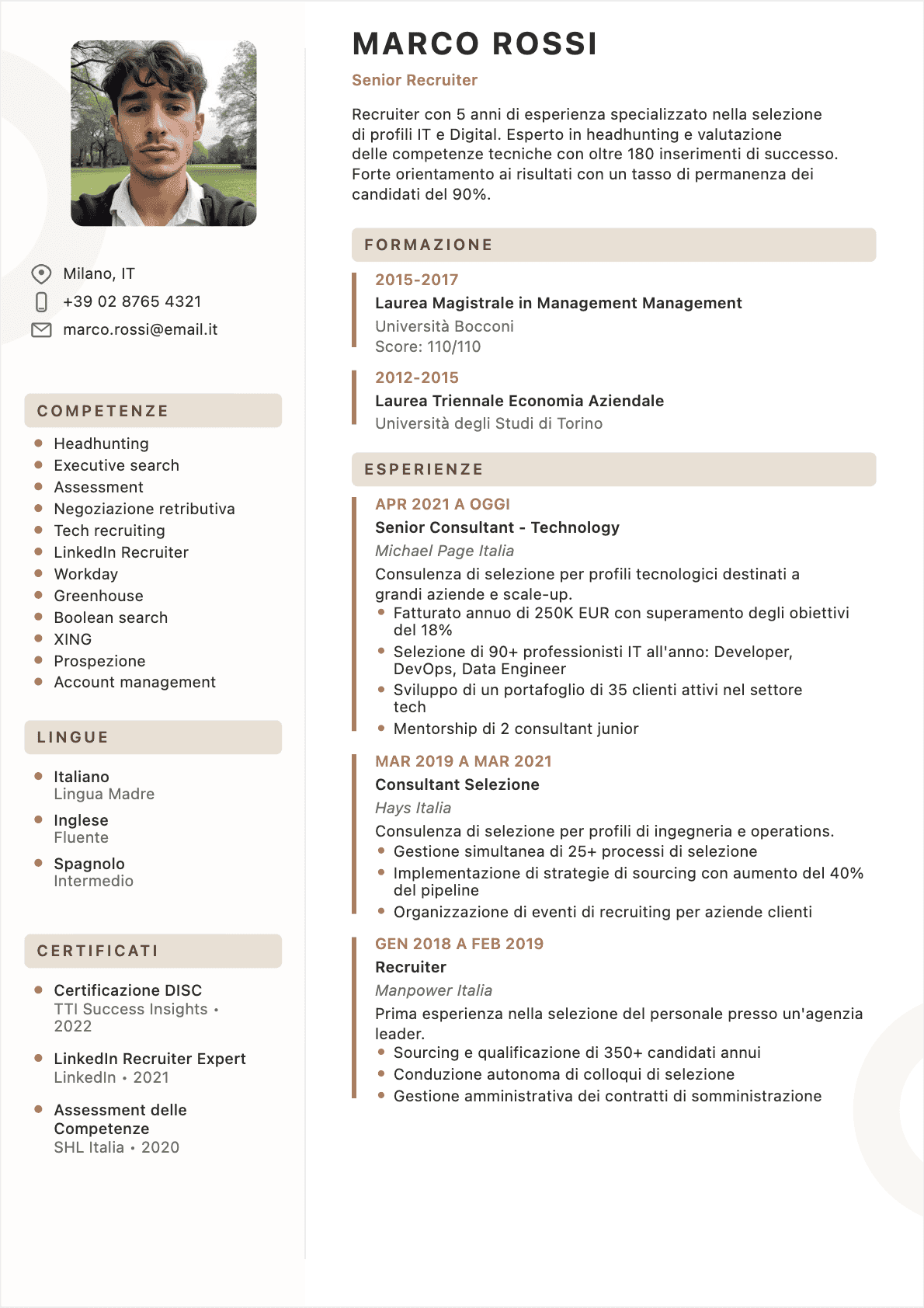 Selezionatore Confirmé - CV Selezionatore