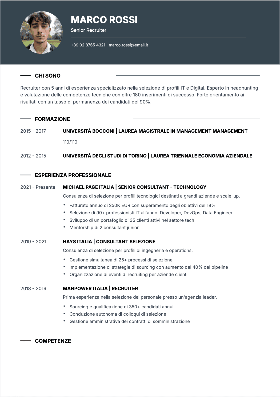 Selezionatore Confirmé - CV Selezionatore