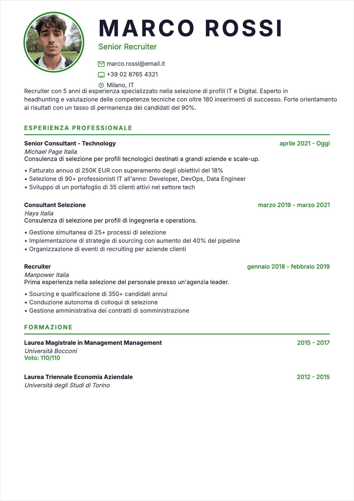 Selezionatore Confirmé - CV Selezionatore