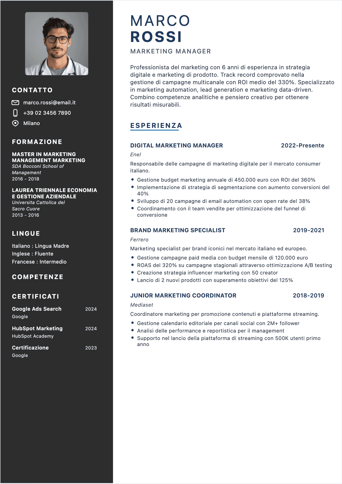 Specialista marketing Confirmé - CV Specialista marketing